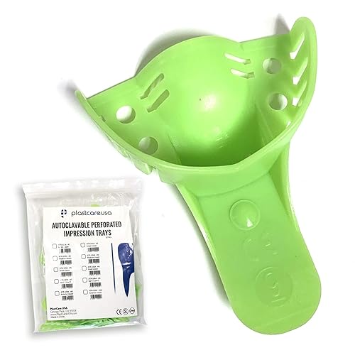 Bandejas de impresión dental anterior superior - Juego de bandejas de impresión perforadas autoclave - Tamaño número 9 (bolsa de 12) por PlastCare