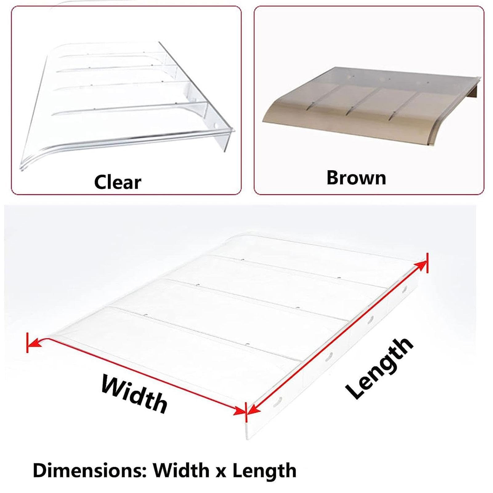 Tejadillo De Protección 40x50cm, Marquesina para Puerta De, Toldo De Policarbonato, Marquesina Exterior para Puertas y Ventanas contra Sol y Lluvia