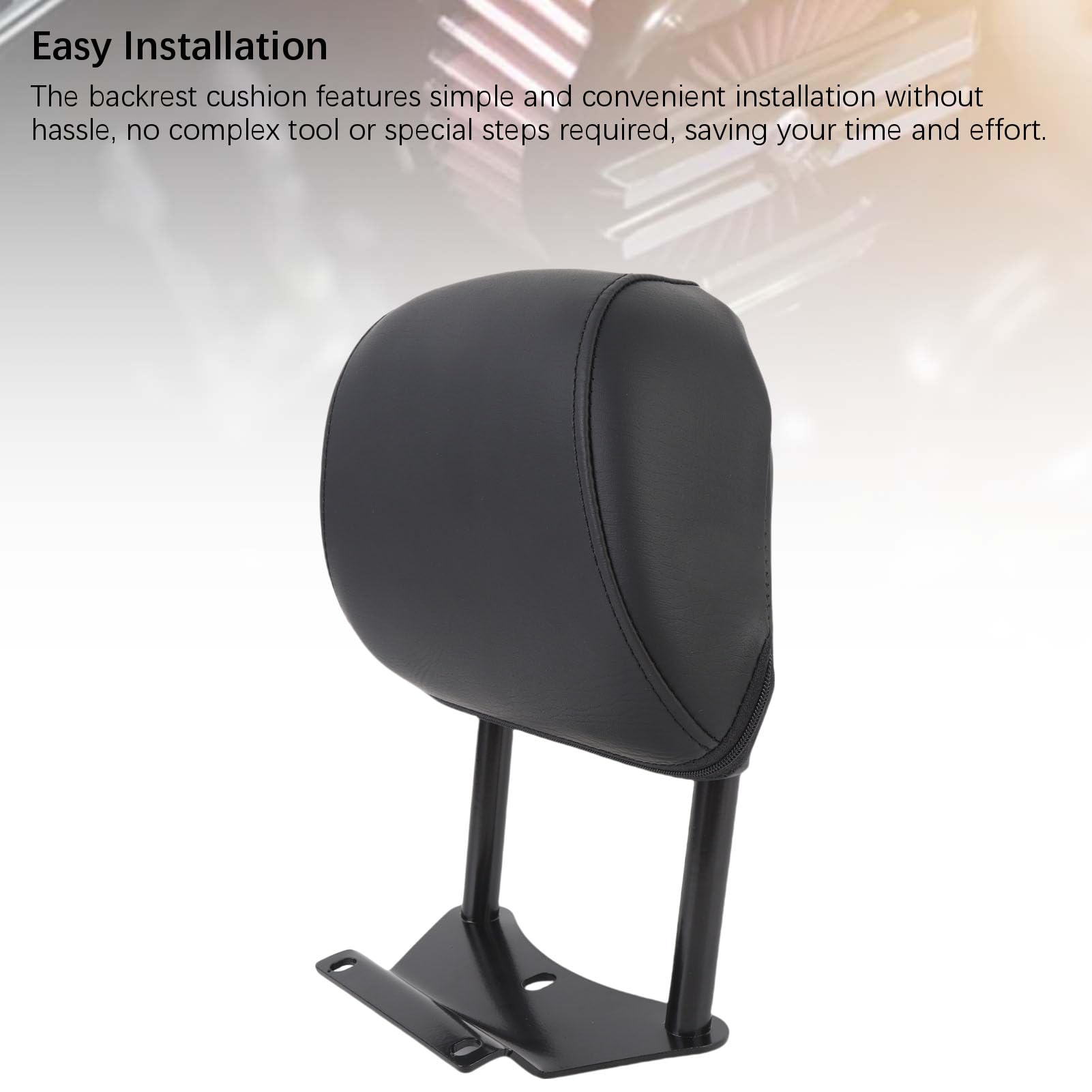 Generic Schienale Passeggero Posteriore per Moto, Comodo Ed Elegante Supporto per Motociclisti Pelle PU Nera