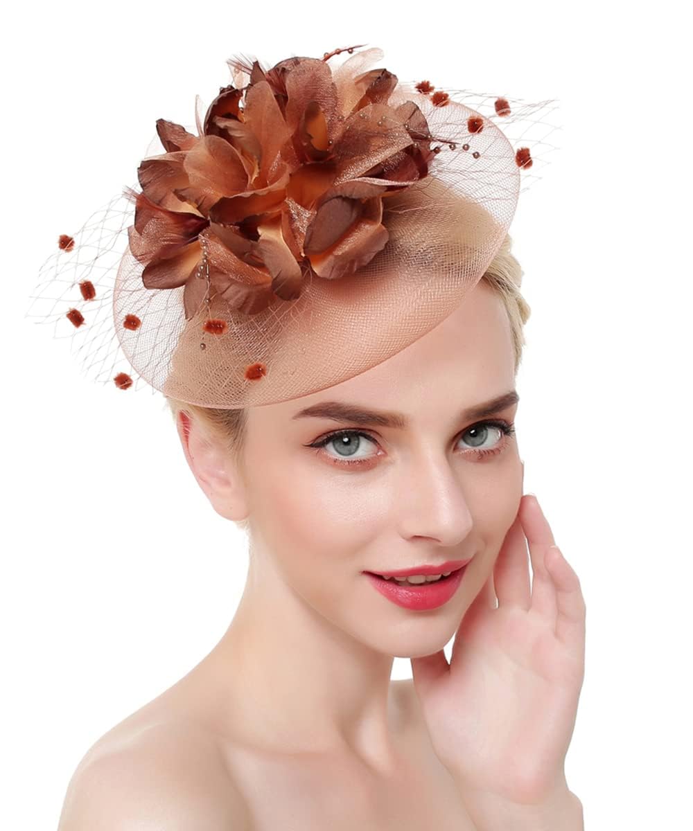 Sombrero de boda, para fiesta de té, sombrero de iglesia, sombrero de Sinamay, sombrero floral para mujeres y niñas