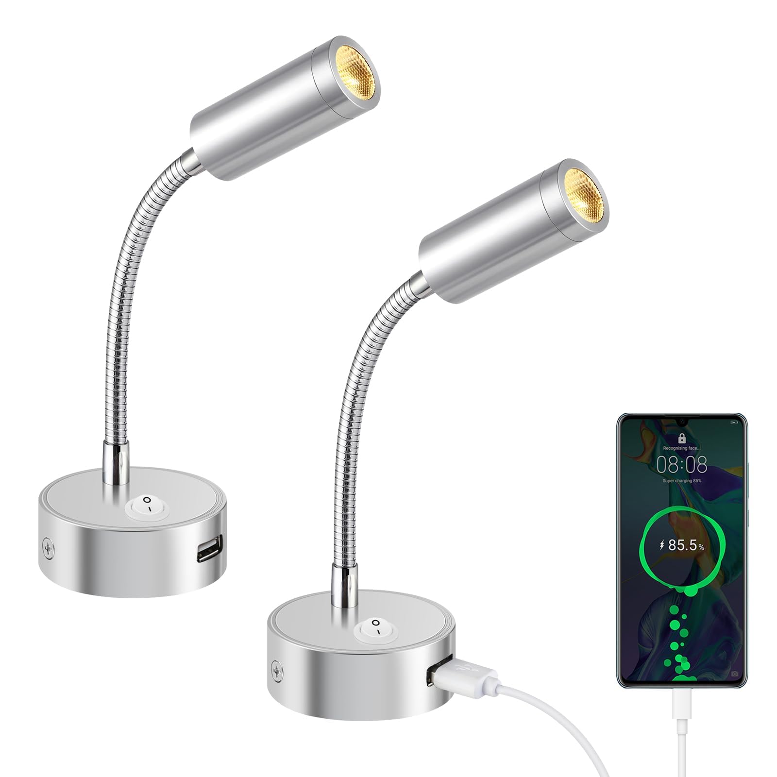 ERWEY 2pcs LED Reading Light 12V RV, Wall Lamp Bed With Switch Touch