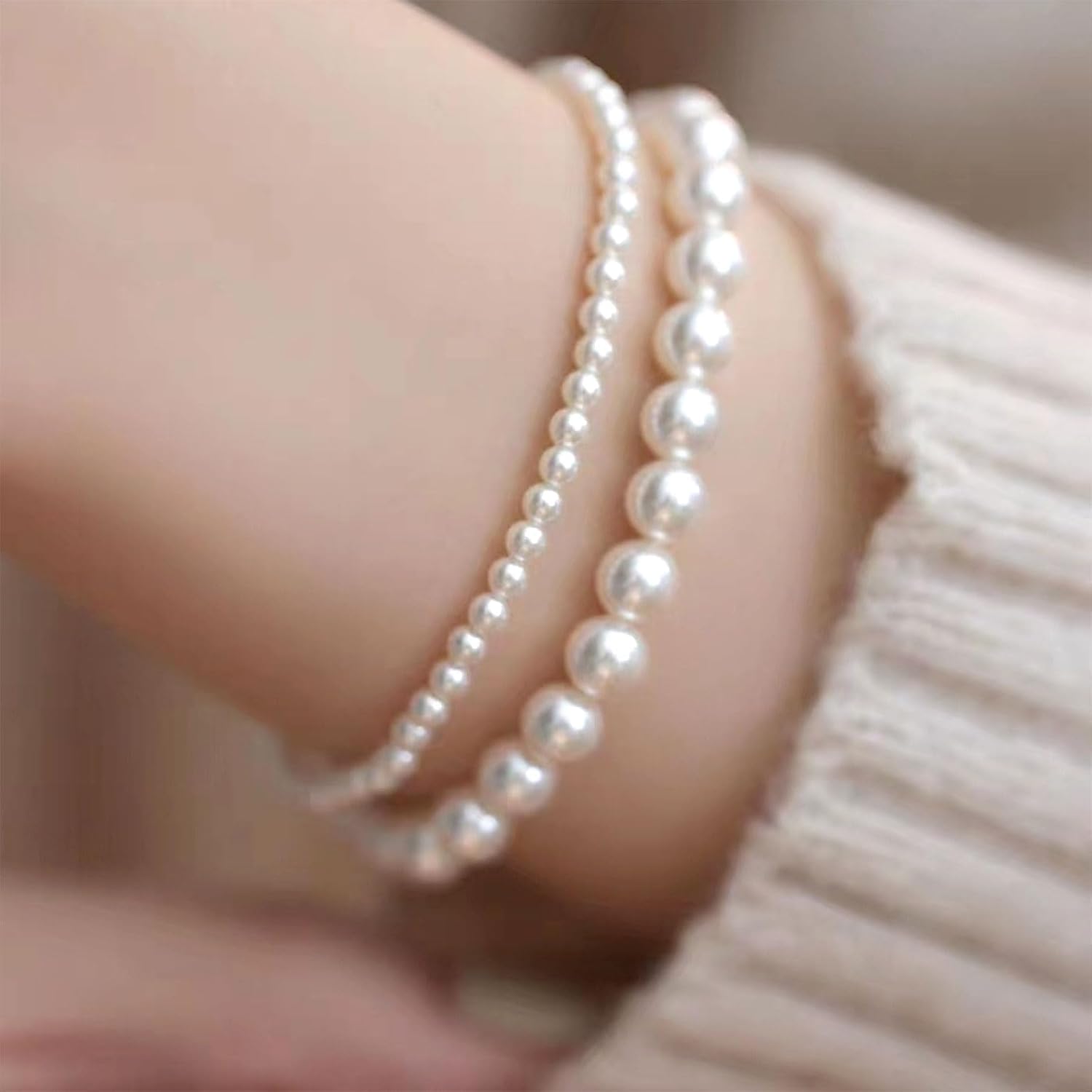 Pearl Bracelets for Women Dainty Baroque Pearl Bracelet White Bridesmaid Bridal Bracelet Wedding Jewelry Gifts for Mother Daughter Matching Outfits