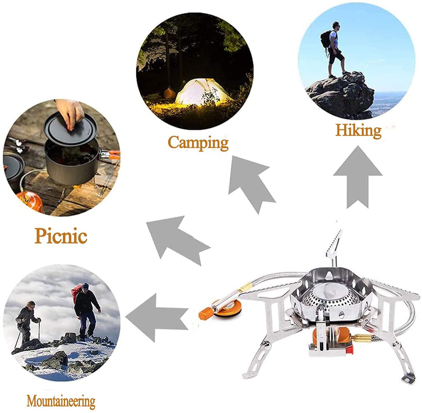 Mini Quemador de Estufa de Camping Plegable,Potencia de Fuego Fuerte con Encendido piezoeléctrico, Estufa para cocinar al Aire Libre