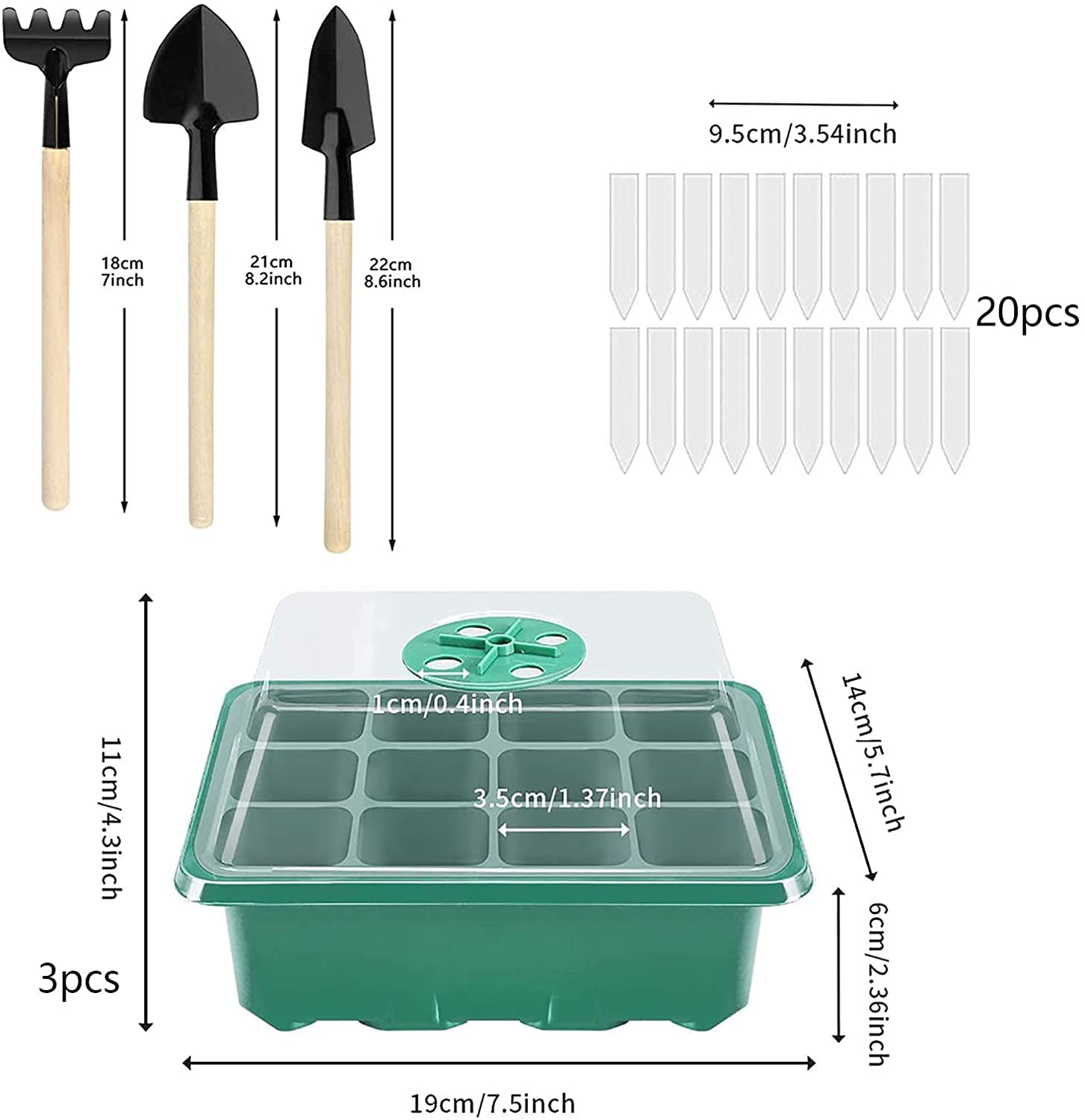 Kit Vassoi Piantine Con Serra - 3 Pezzi Per Germinazione Semi - Foto 9