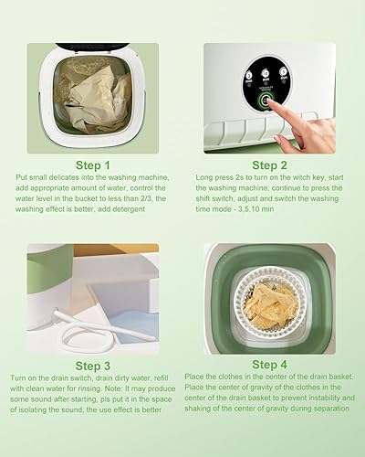 Miniatura 6 de Lavadora portátil, gran capacidad de 16 litros, limpieza para ropa interior, ropa de bebé, camisas, pequeñas delicadas. Combo de mini lavadora y