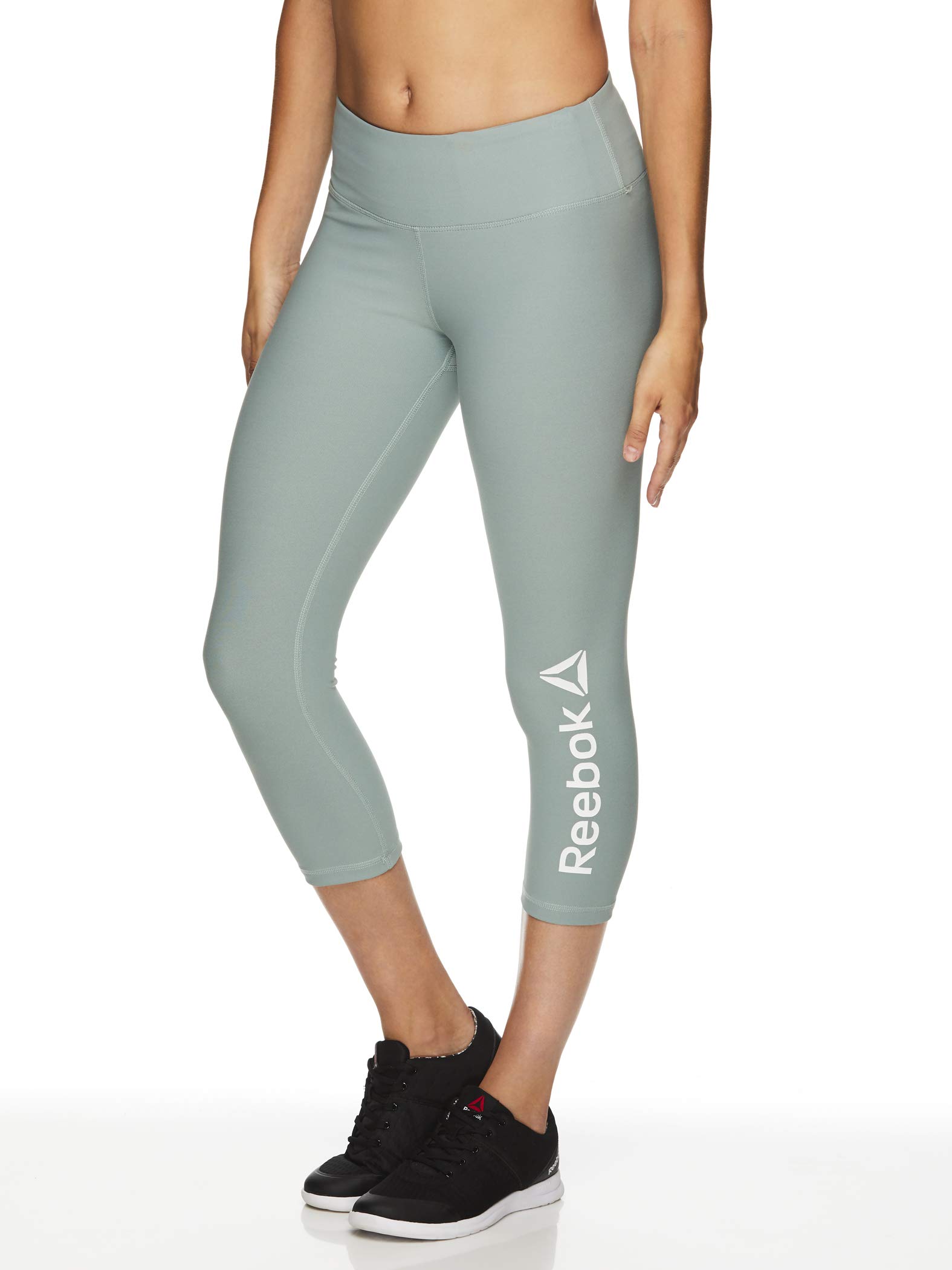 Reebok Womens Branded Capri Compression Athletic Pants S995 S/20, Green, Small