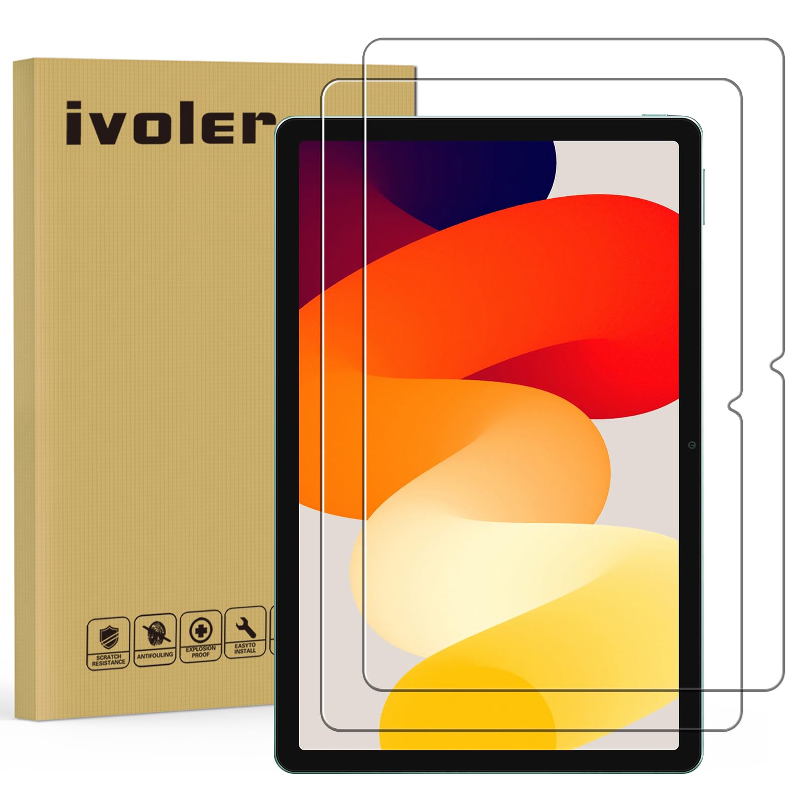 IVoler 2 Pezzi Vetro Temperato Per Xiaomi Redmi Pad 2 PRO/Poco Pad M1/Redmi Pad PRO 12.1 Pollici - Pellicola 9H, Anti Graffio, HD Chiaro