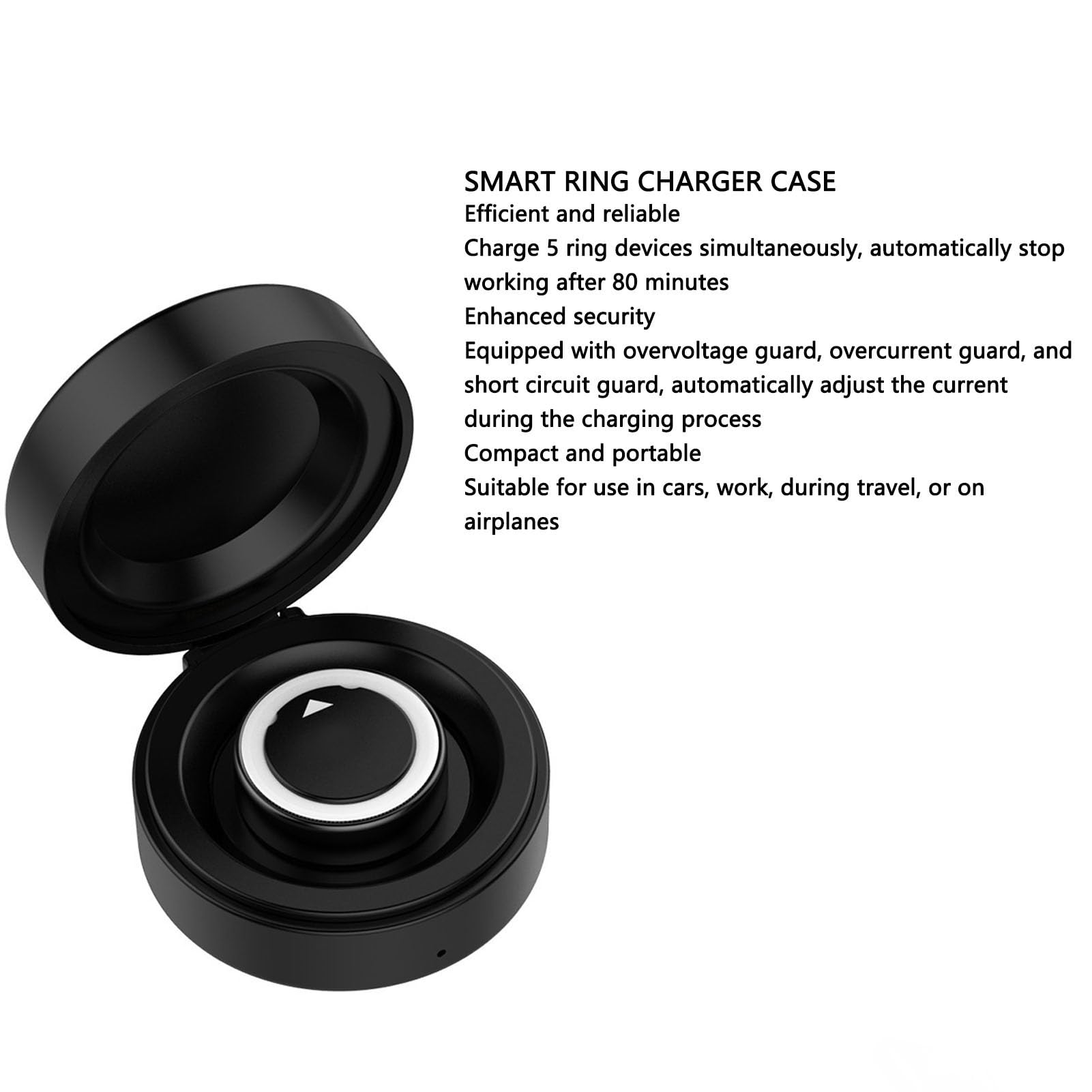Funda de Carga Magnética de Anillo Inteligente para OuraRing 4, Cargador de Anillo Portátil con Cable Tipo C, Batería de 70mAh, Estuche de Viaje de Carga Rápida para Ring 4 Cerámica (11)