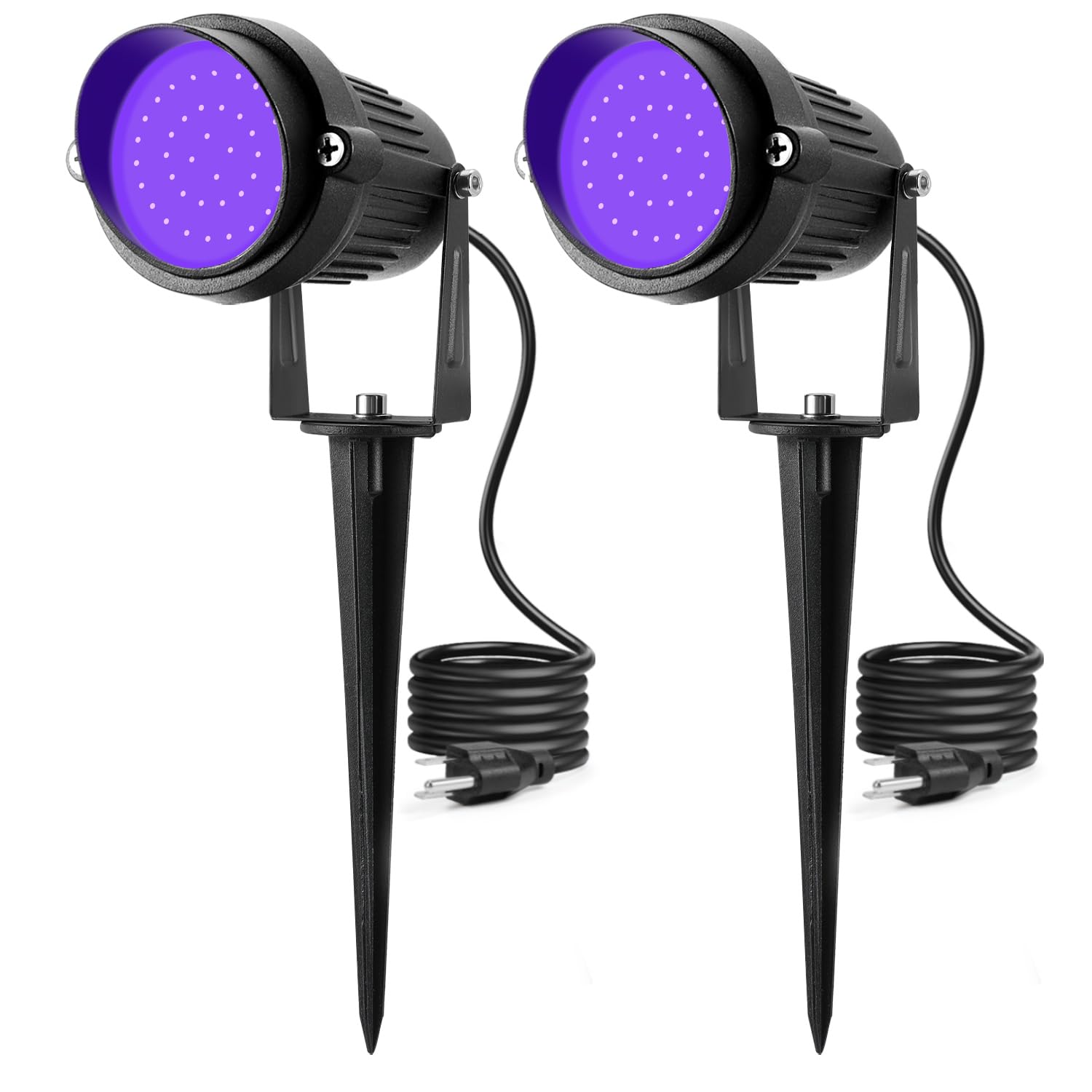 Fyielik LED Halloween Black Lights 15W Outdoor Blacklight Spotlights with US Plug IP66 Waterproof for Dance Party Glow in The Dark Stage Lighting Body Paint Fluorescent Poster Neon Glow(2Pack)