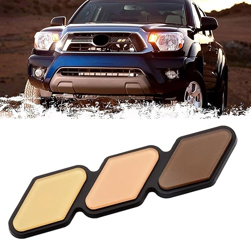 XMUINT - Emblema de rejilla a rayas de 3 colores, etiqueta para camión compatible con Toyota Tacoma 4Runner Tundra Sequoia Rav4 Highlander,
