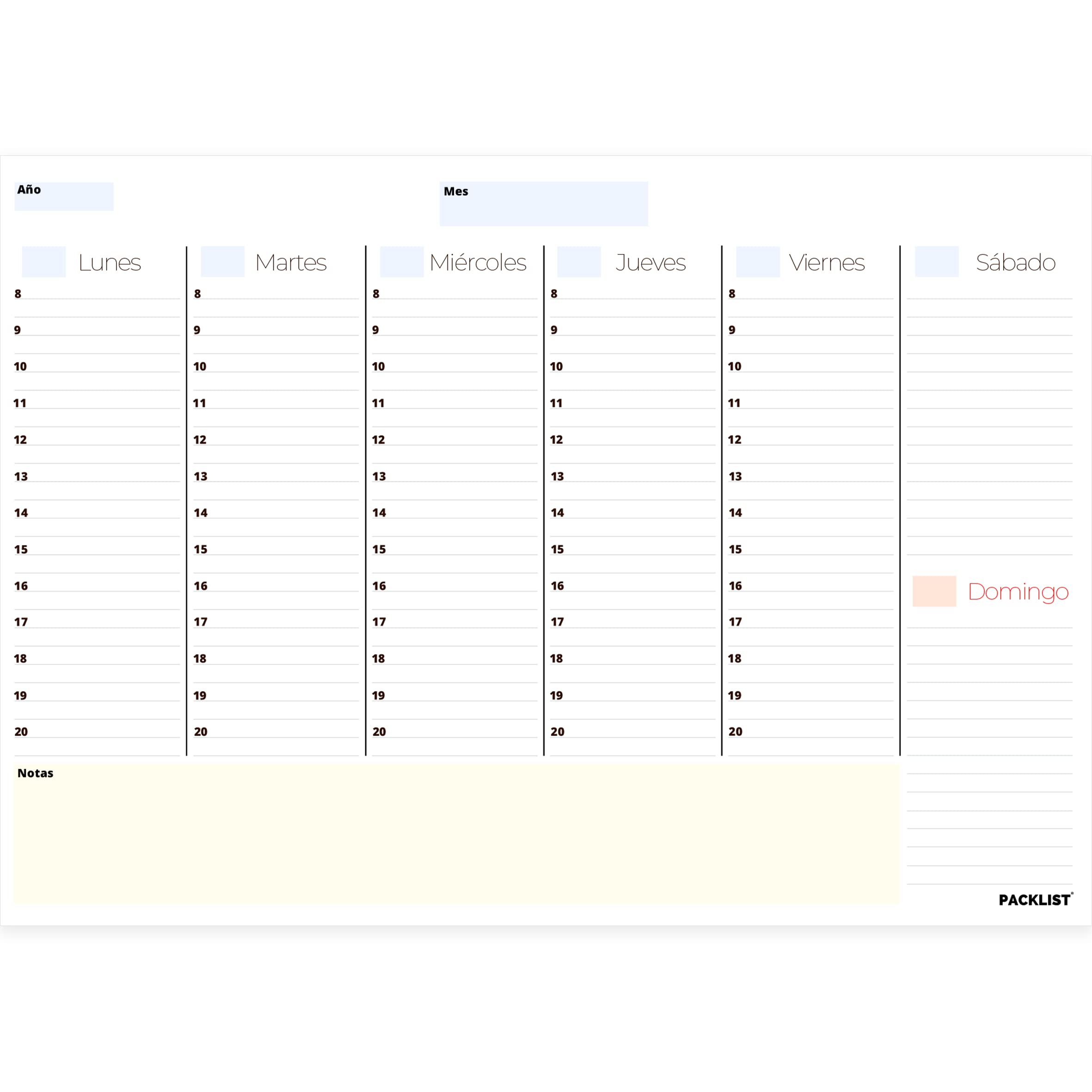 Planificador Semanal sin Fecha. Organizador A4, Planning Escritorio - Regalo Original - Agendas y Calendarios de Diseño Exclusivo