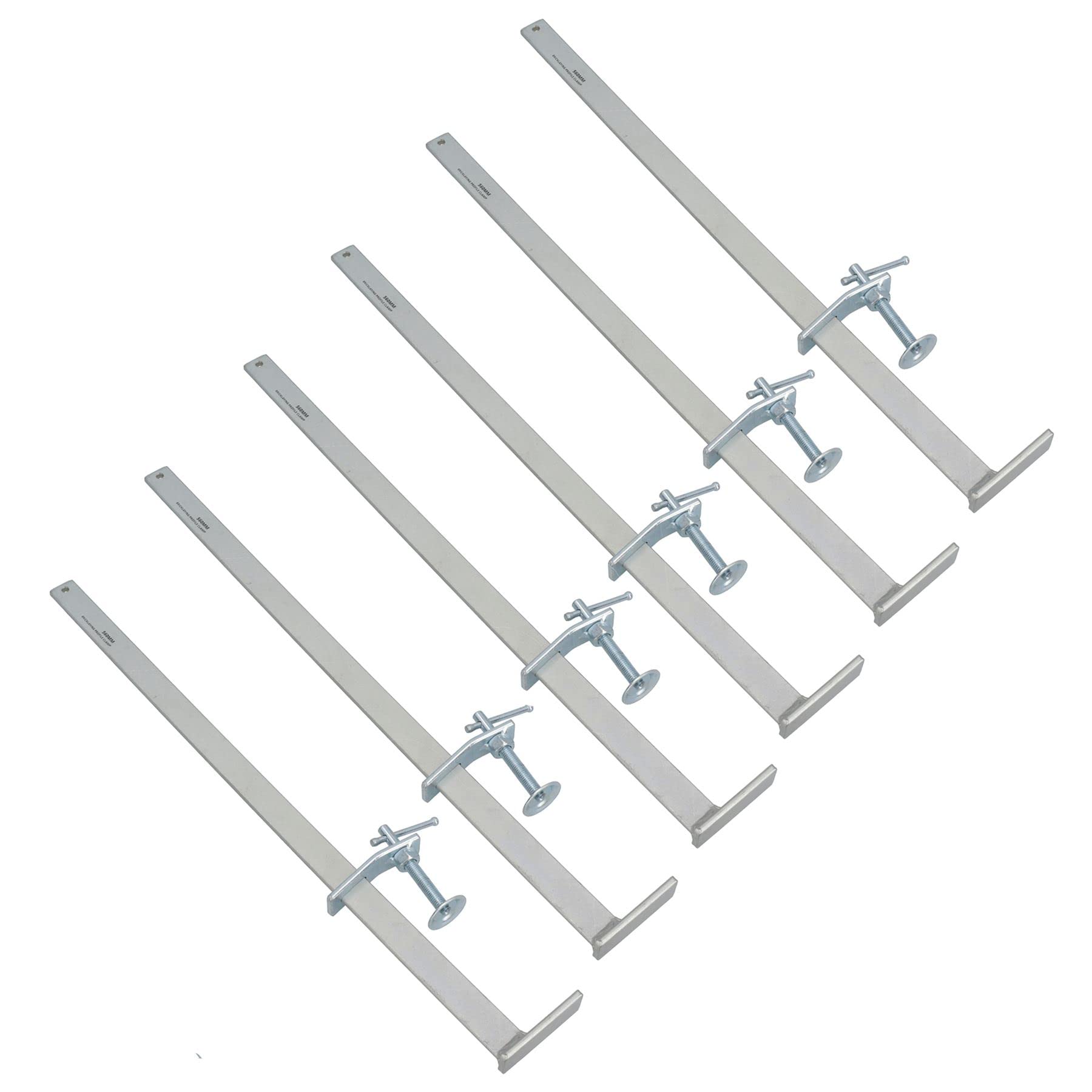 Ab Tools Silver 560Mm Brick Laying Sliding Profile Clamp Holder Fastener Corner Wall Clamps 6Pc