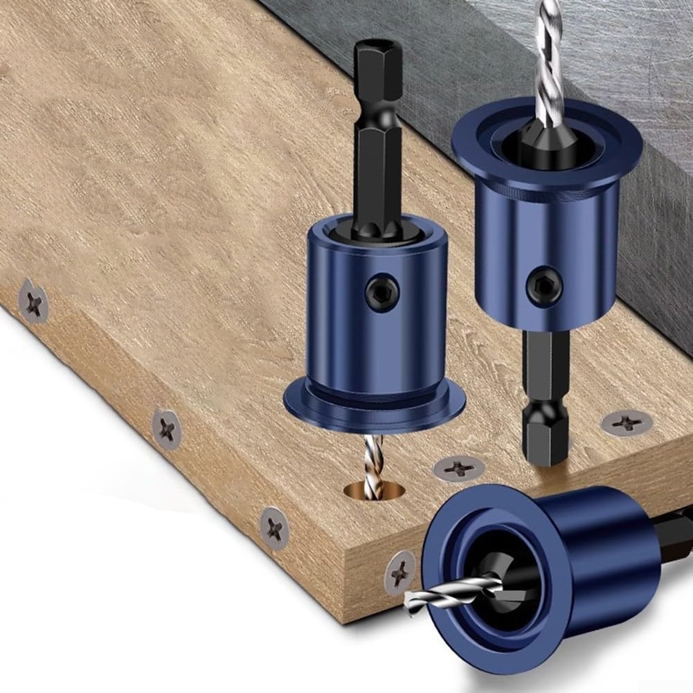 Punta da Trapano svasatrice con Gambo da 8 mm, limitatore di Nucleo, Sile per Lavorazione del Legno con Collare di Arresto reabile