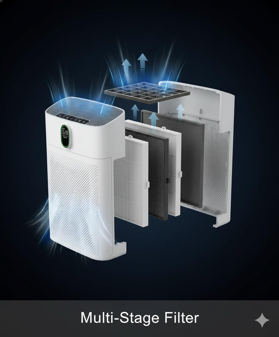 Luftreiniger – TikTok-ready Clean Air Upgrade, H13 HEPA gegen Staub, Rauch & Tierhaare, ultra leiser Nachtmodus, stylisches Design für Wohnung, Gaming-Setup & Homeoffice