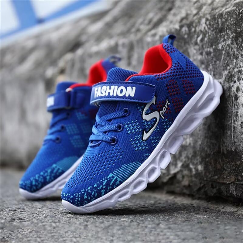 Zonkacen Children Boys Anti Skid Soft Breathable Mesh Sport Shoes for Spring Autumn Jogging Camping Exercise Climbing Trekking Hiking Light Blue 2 Big Kid