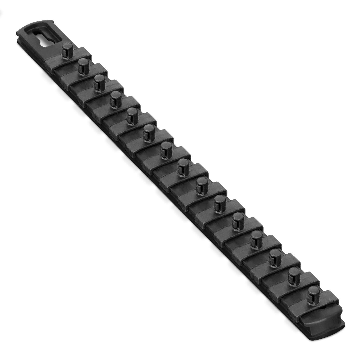 Ernst 13-Inch Socket Rail Organizer with 15 1/4-Inch Twist Lock Clips, Black (8423-Black-1/4)