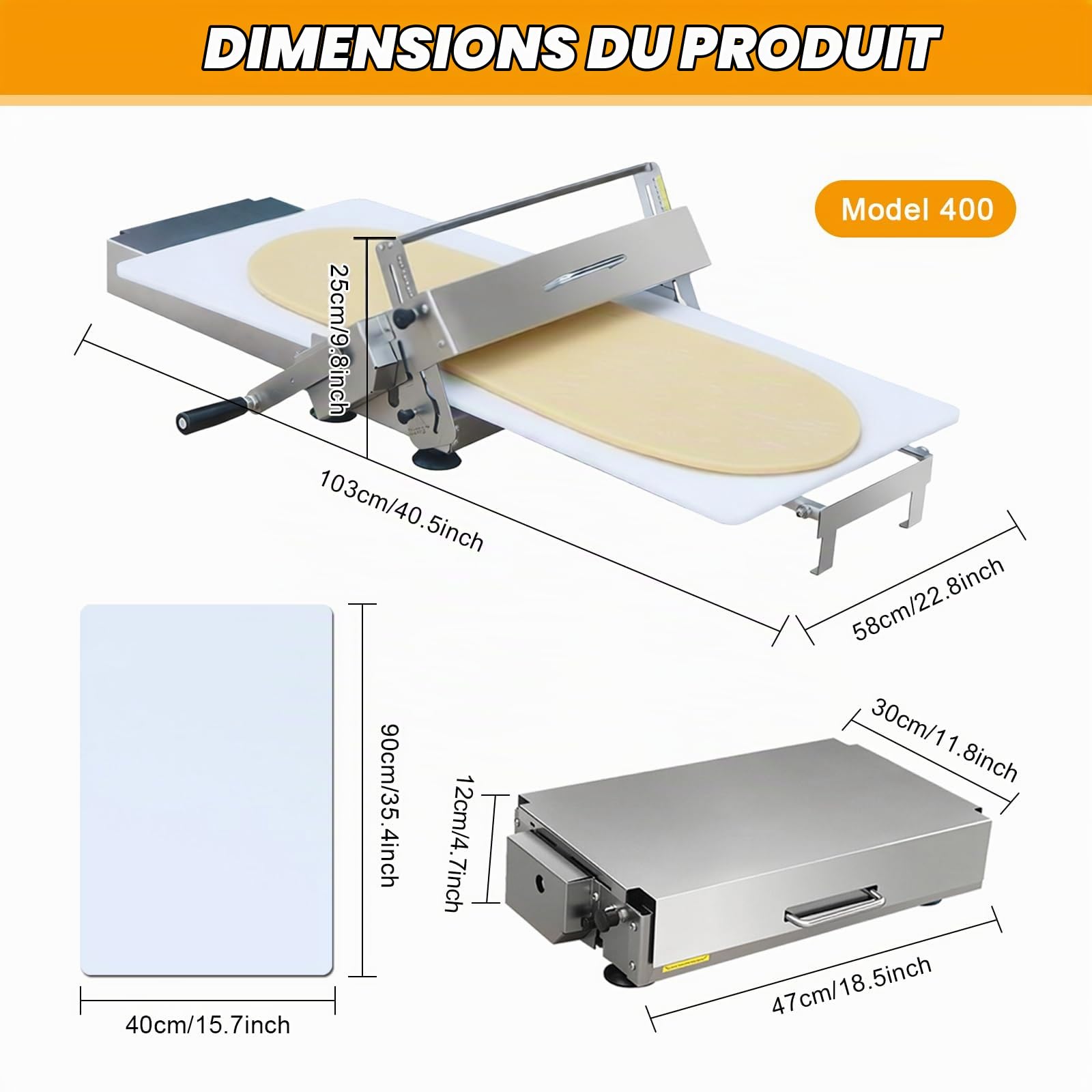 Laminoir à Pâte Pliable Professionnel Laminoir Patisserie Manuel avec épaisseur Réglable 0-25 mm Laminoir à Pâte Feuilletée en Acier Inoxydable pour Croissant Pizza Pain Pâtisserie Boulangerie