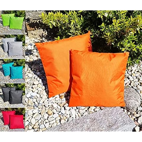 JACK 45x45cm Outdoor Lounge Kissen Dekokissen inkl. Füllung Wasserabweisend Sitzkissen Garten Stuhl Lotus Effekt, Farbe:Orange Cover