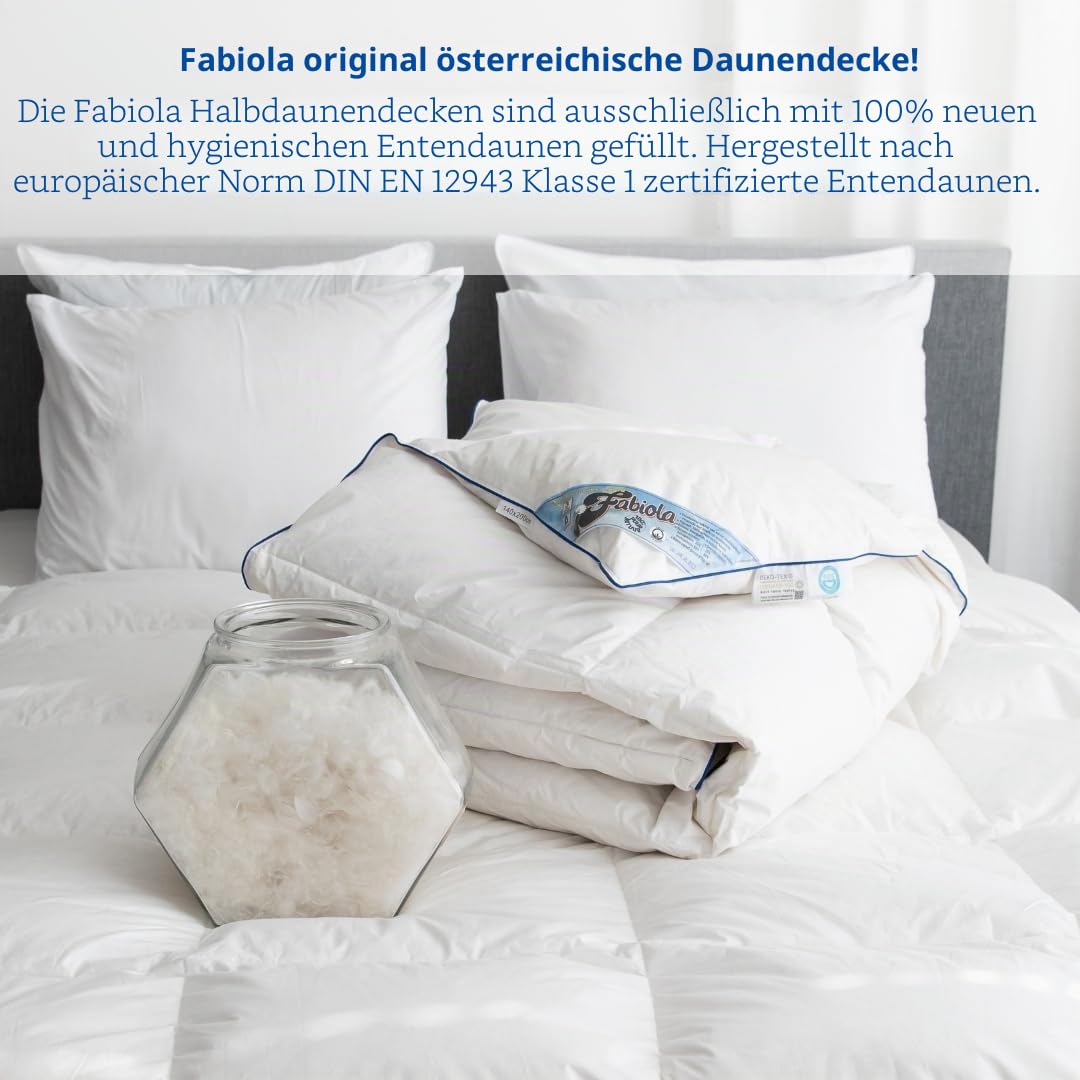 Fabiola Österreichische Daunen Winterdecke 200x220 cm - Halbdaunenbettdecke - Warme und schwere Bettdecke für den Winter - ResponsibleDownPass Zertifiziert - Daunendecke