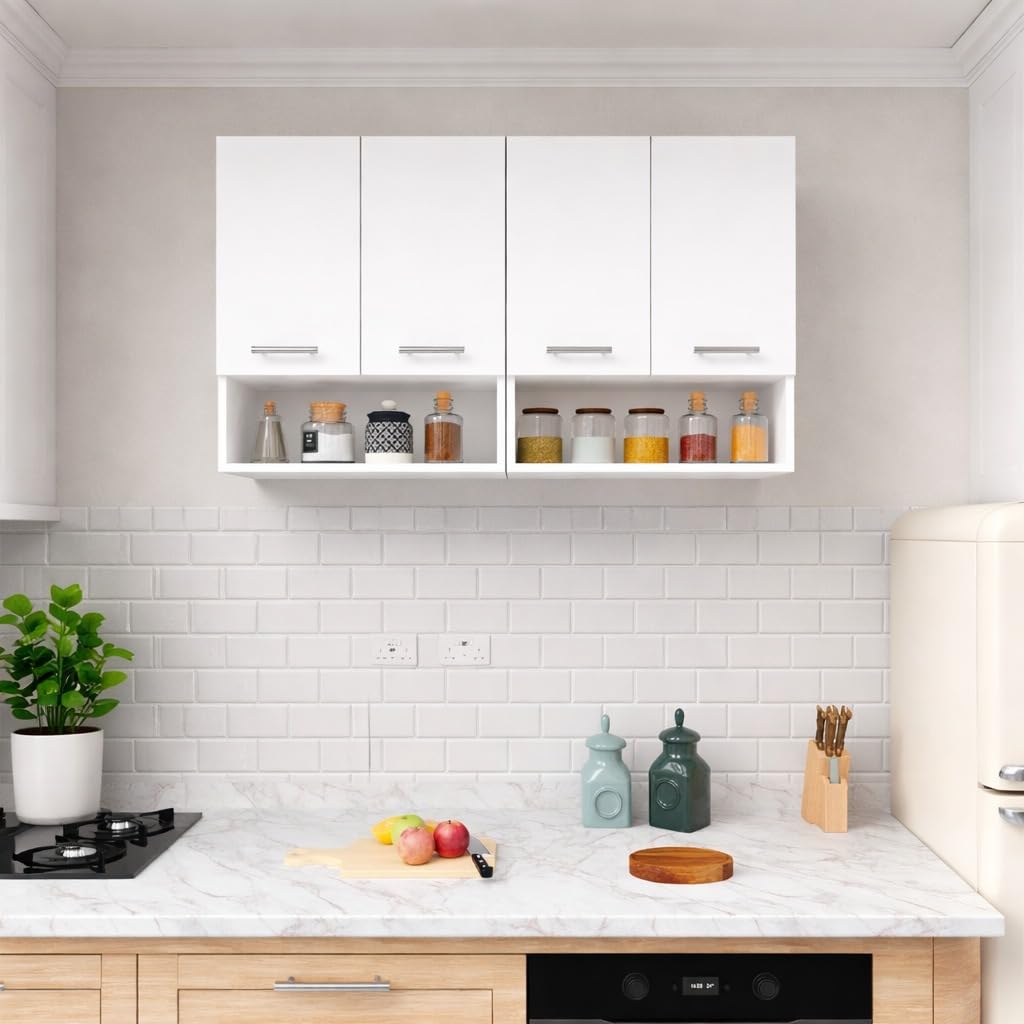 Spyder Home Decore Engineered Wood Matte Finish 4 Door Kitchen Cabinet Multi-Purpose Cabinet for Kitchen Pantry & Bathroom Organizer Hallway (Finish Color - White DIY(Do-It-Yourself))-image-38