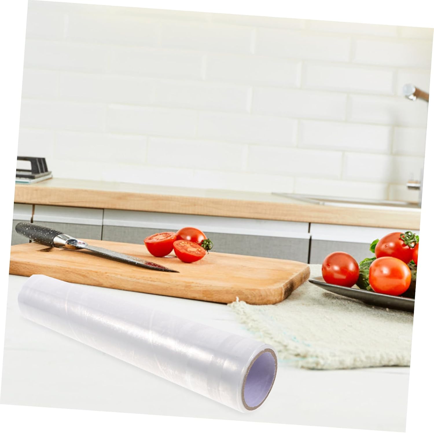 Food Wrap Cling Film with Cutter 2 Rolls 25cm X 45m Disposable Pe Foodservice Wrap Roll for Kitchen Food Storage and Preservation