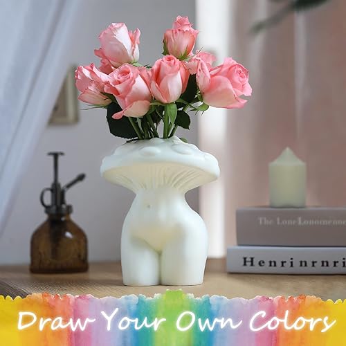 Miniatura 7 de GUGUGO Maceteros coloridos de hongos y jarrón de cuerpo de dama de hongo para flor