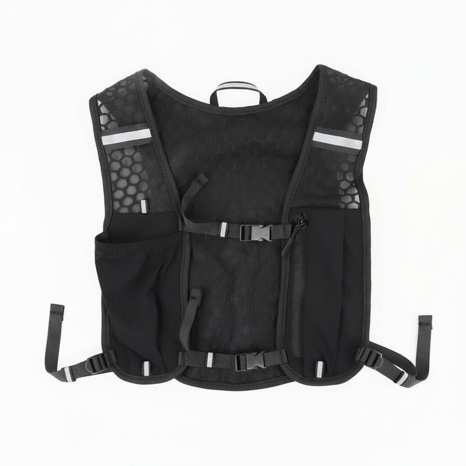 merishopp MERISHOPP®Lightweight Running Hydration Vest Breathable Mesh Hydration Running Vest Reflective Strips Sports Bag Multiple Pockets for Runners, Cyclists, Hikers, Cycling, Hiking, Black-picture-20