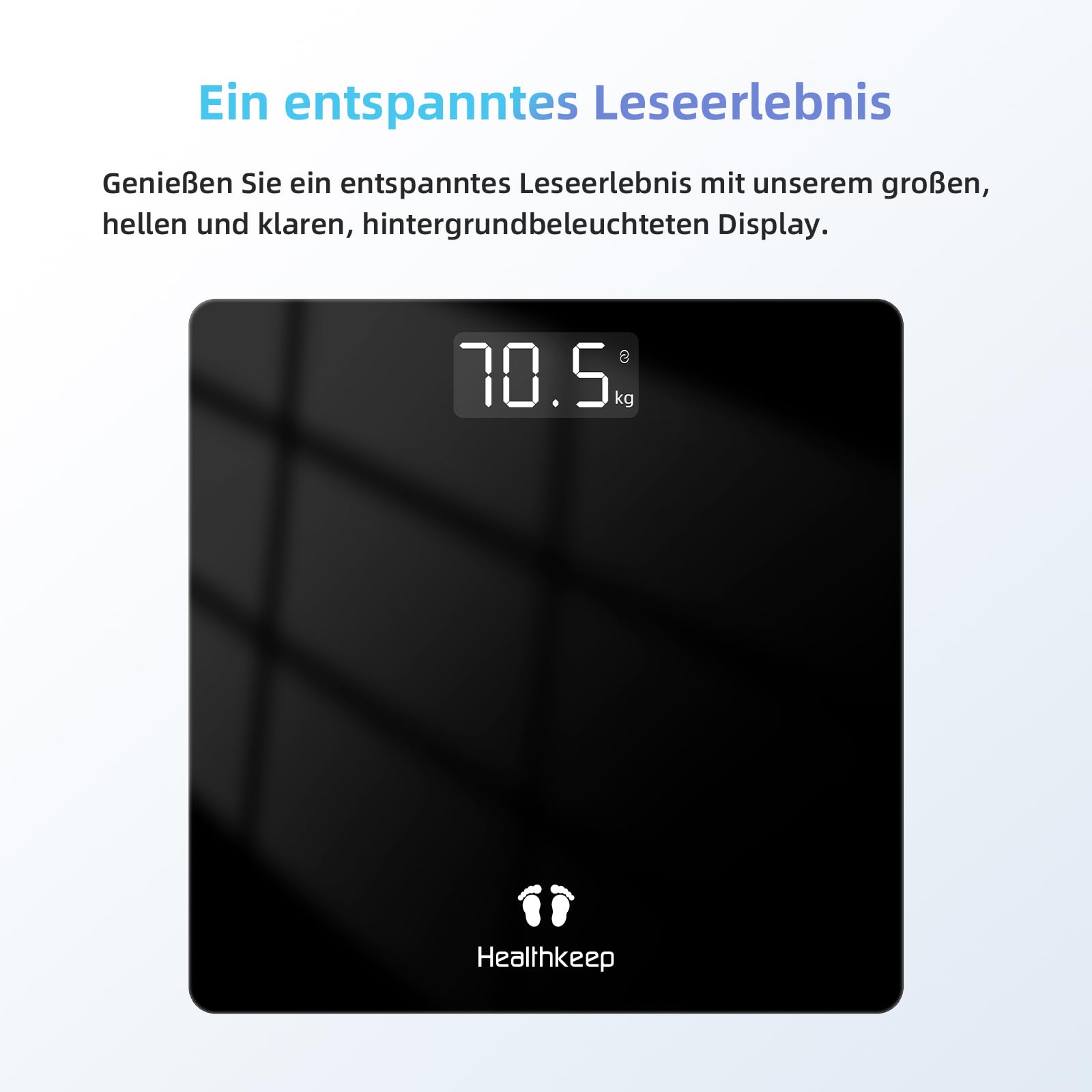 Healthkeep Personenwaage - Digital Körperwaage mit Hochpräzisions-Sensoren Tragkraft bis 180 kg, Digitalwaage mit Klare LED-Anzeig… – Ansicht 2