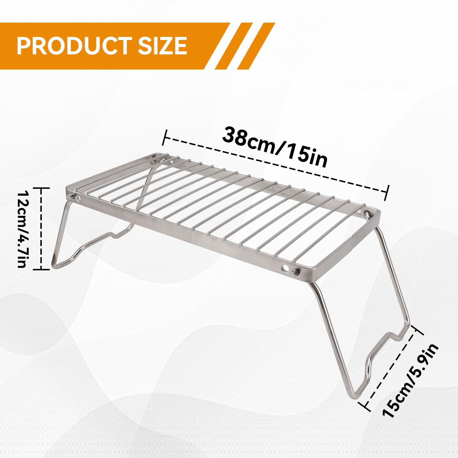 HERCHR Large Folding Campfire Grill, Stainless Steel Grate Heavy Duty Portable Camping Grill Steel Over Fire Camp Gril for Outdoor Camping Cooking