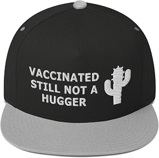 Vaccinated Still Not A Hugger Funny Immunization Snapback Flat Bill Hat Black/Grey
