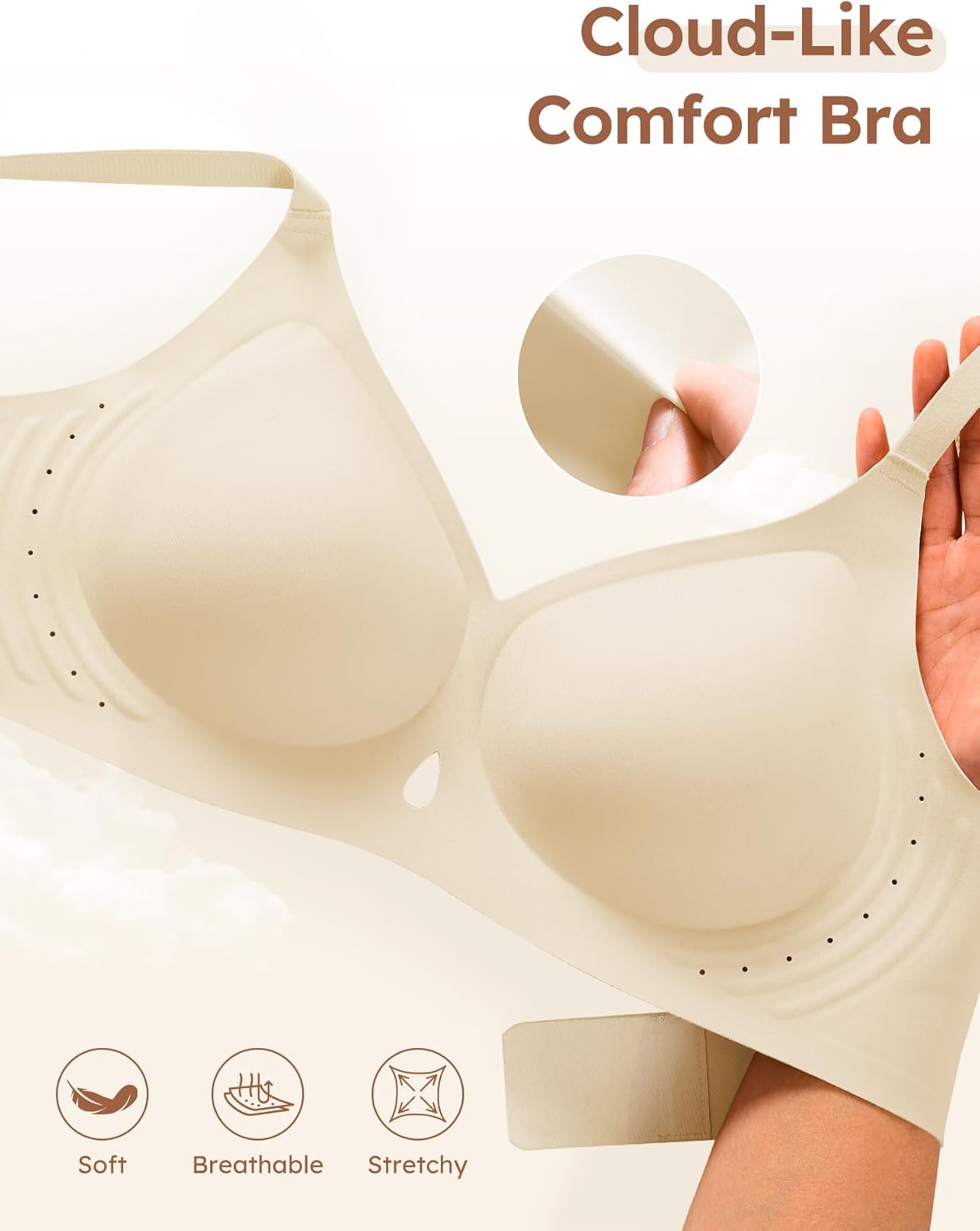 S-L Wireless Jelly Bras for Women with Support - Seamless Bra No Underwire Full Coverage Comfort T-Shirt Bralette - Image 2