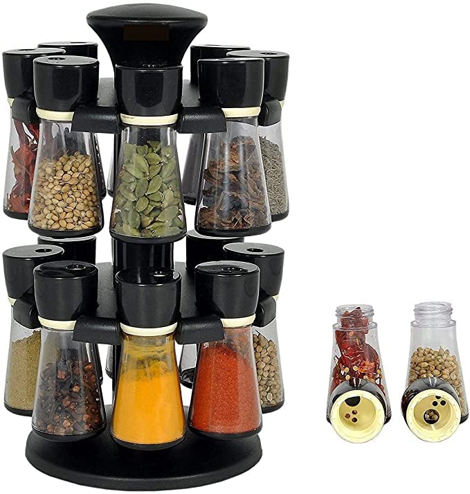 Pixazon Double Layer Spice Rack 360 Rotatable Tray Kitchen Professional