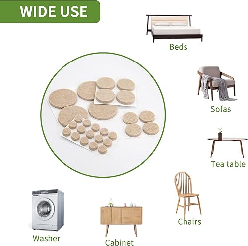Vista 89 de Almohadillas de fieltro para muebles de madera dura, 68 unidades, almohadillas de muebles, protectores de suelo para pisos de madera dura