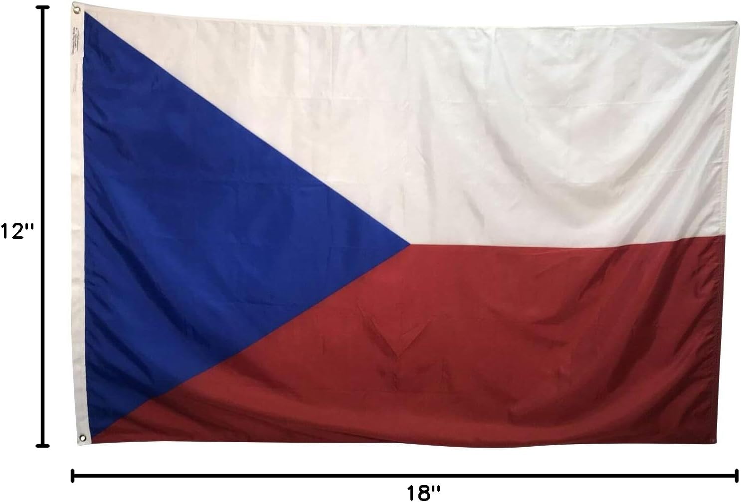 12x18" Czech Republic Boat Flag - Durable and Fade Resistant All Weather Nylon, With Canvas Header and Brass Grommets, 4 Rows of Fly End Stitching, Made in USA