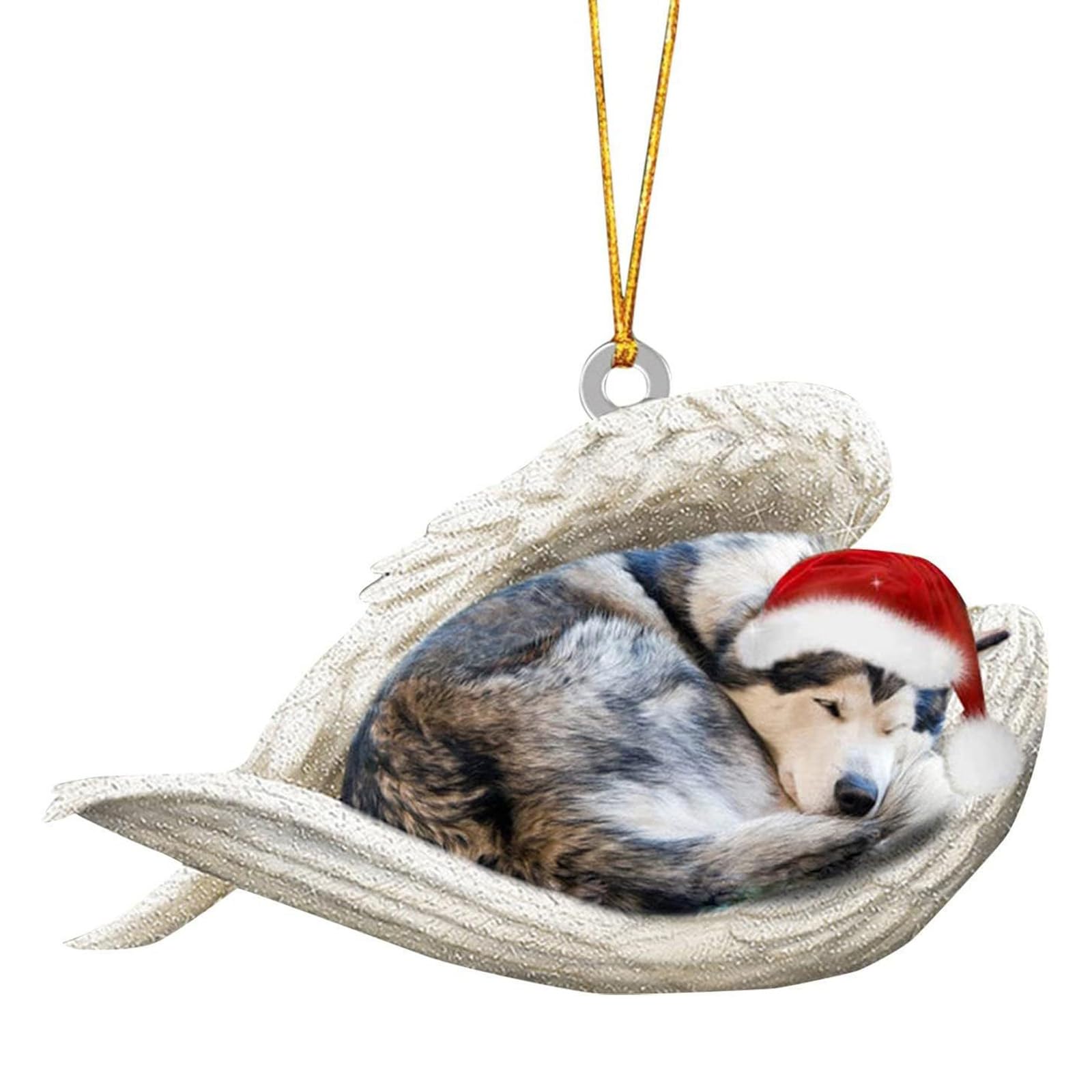 KAQNTUD Car Interior Decoration Shatterproof Acrylic Angel Dog Hanging Ornament for Christmas Tree Wreath Vehicle Interior Shatterproof Christmas Hanging Ornament