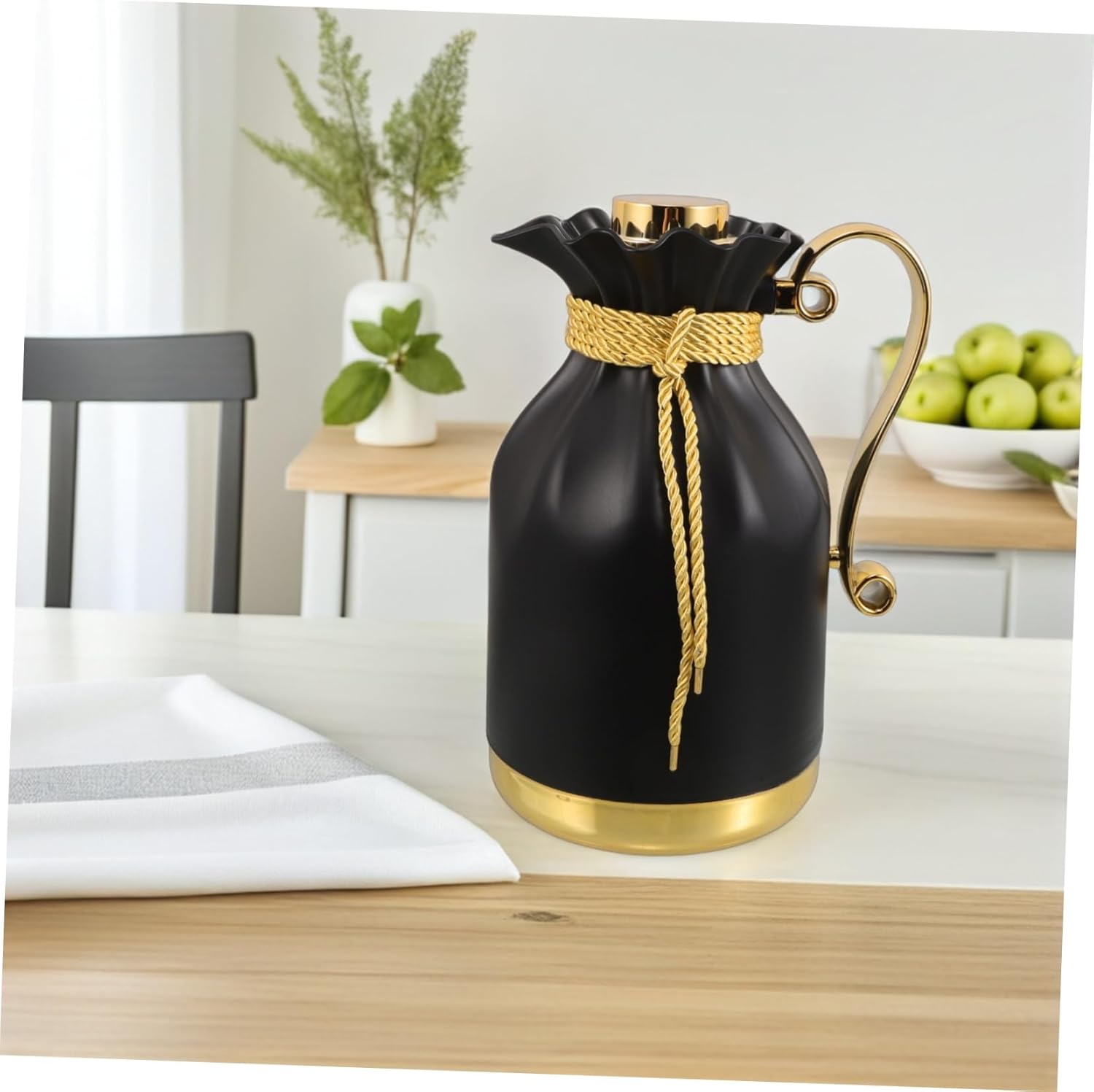 Cabilock Tea Carafe: 1l Large Capacity Thermal Coffee Carafe With Glass Liner - Hot Cold Drinks Insulated Teapot For Home Office Travel Outdoor