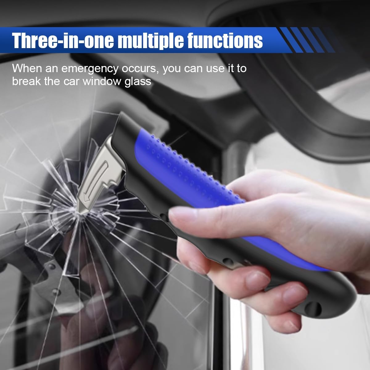 KITUREK Car Handle Assist, Multifunction Auto Door Assist, Elderly & Handicapped Support, Window Breaker Emergency Tool, Grab Bar (Blue, 2 PCS)