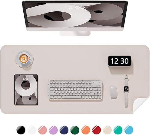 Miniatura 30 de Alfombrilla de escritorio, 60 x 35 cm, de piel sintética, antideslizante, alfombrilla grande para mouse para escritorio, impermeable, almohadilla de