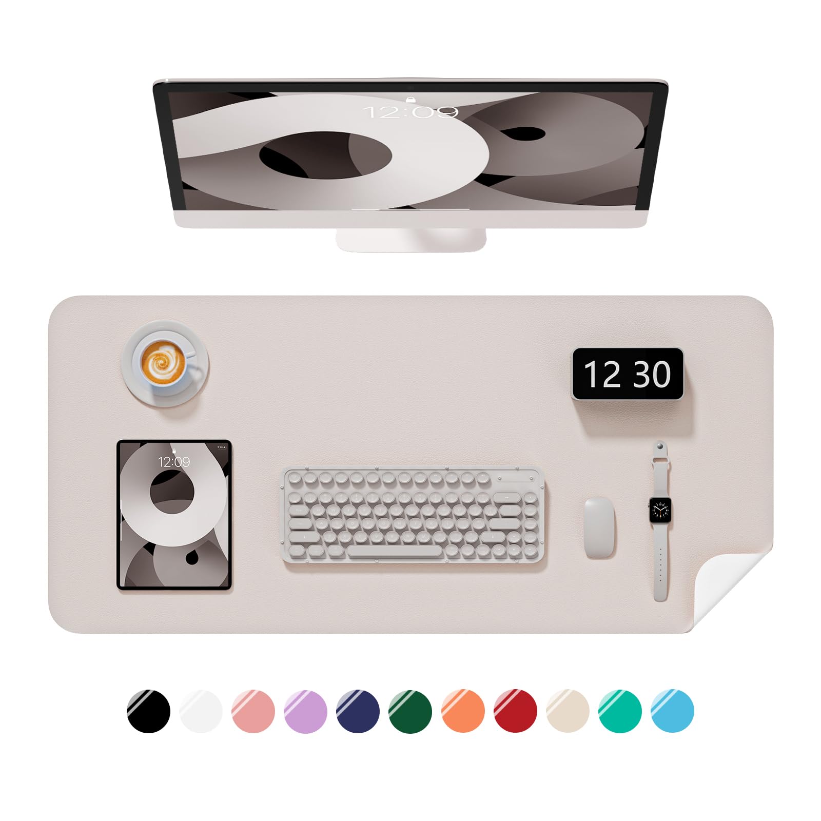 Niniubye Desk Pad, 23.6" x 13.8" PU Leather Non-Slip Desk Mat Large Mouse Pad for Desktop, Waterproof Laptop Computer Writing Mat for Office, Home,