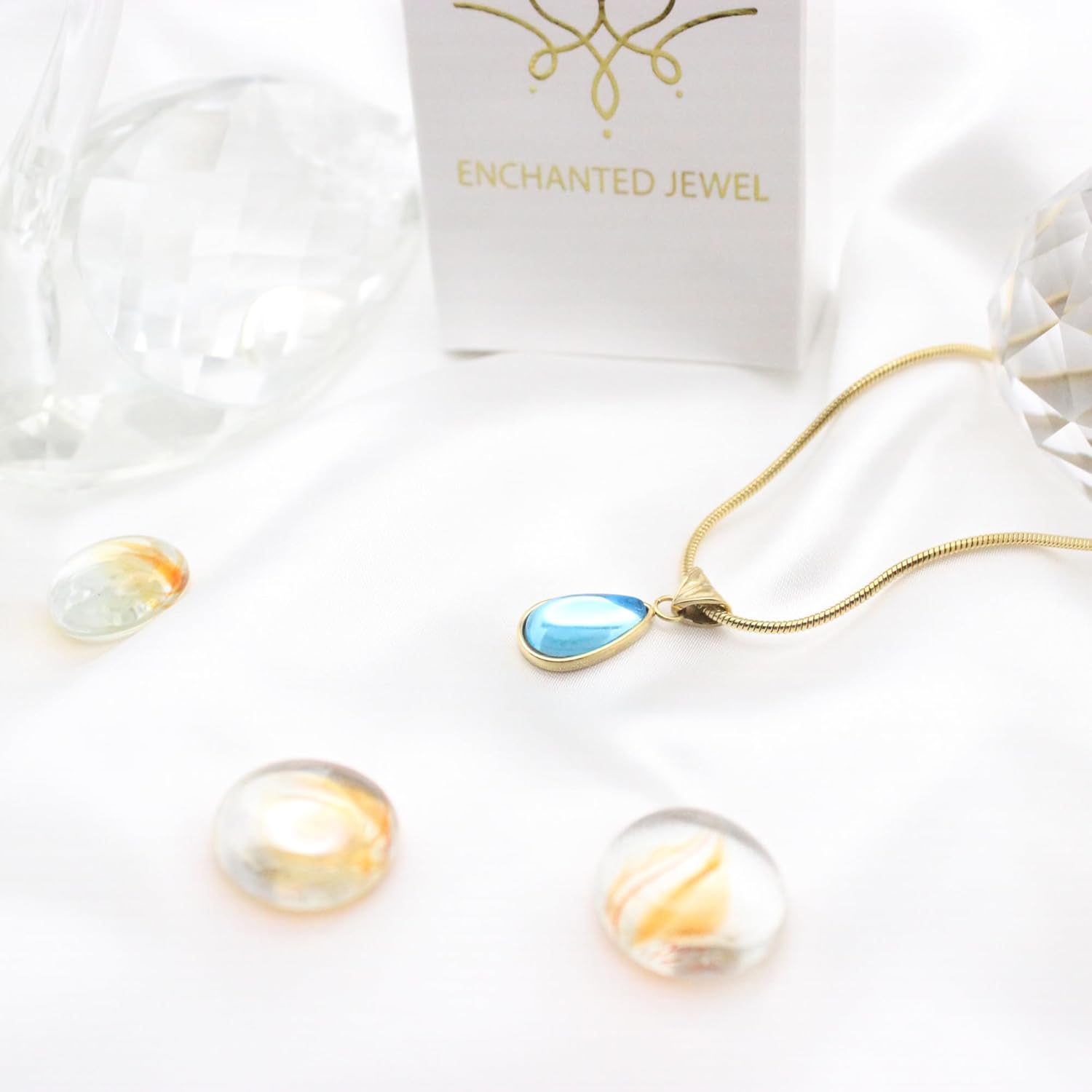 Birthstone Necklace for Women Stainless Steel Gold Plated Elegant Minimalist Plating Inlay Water Droplet Pendant Necklace Anniversary Birthday Gifts for Women Mom Wife Girlfriend Her - Image 2