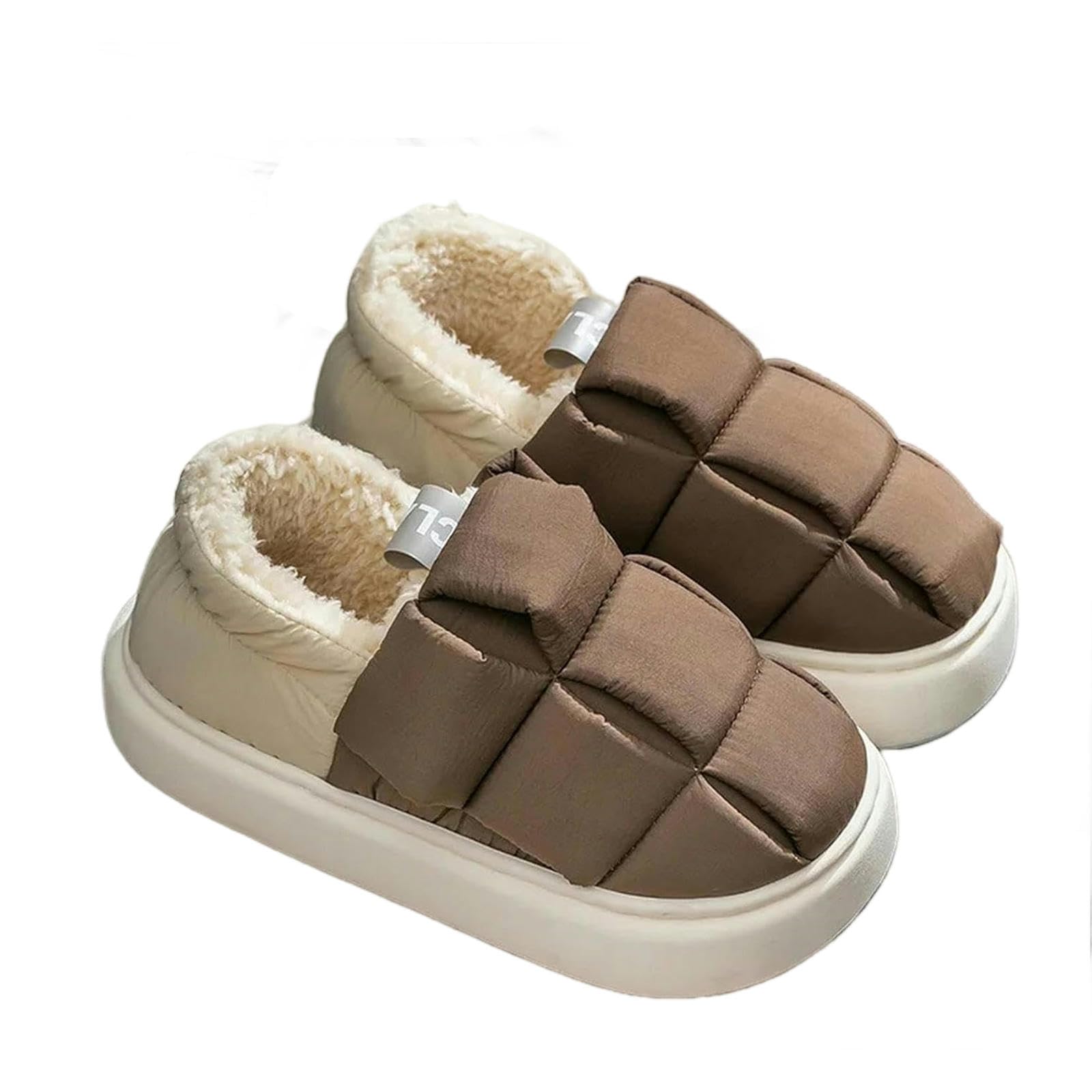 Ciabatte Donna Invernali Solle Spesse Non Slip per Comfort Interno, Esterno E Casual - Pantofole di Cotone Calde-white-38-39