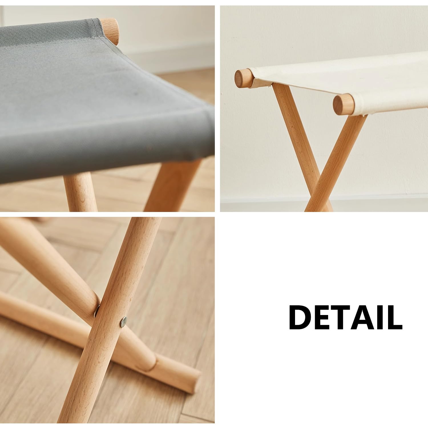 Tabouret De Camping Pliant Portable Tabouret Pliant De Pêche Tabouret De Camp avec Jambe en Boistabouret Léger pour La Randonnée Extérieure Pique-Nique Barbecue,Gris,40 * 35.5 * 42cm