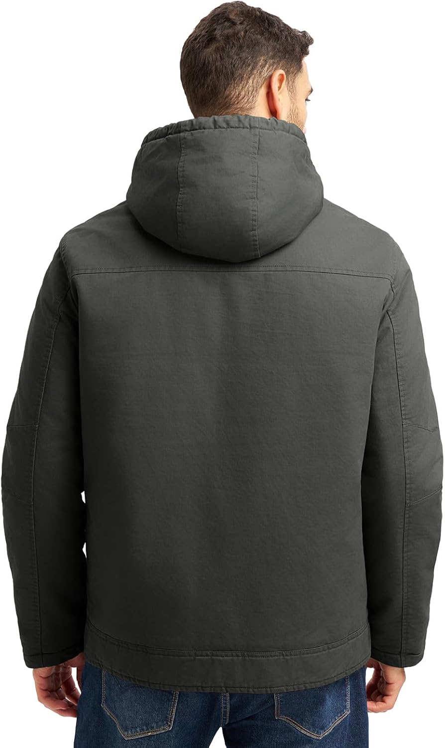 Rdruko Men's Winter Work Jackets Hooded Quilted Cotton Wram Coat Utility 4 Pockets Workwear - Image 2