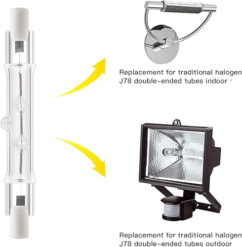Miniatura 3 de Jaenmsa R7S - Paquete de 5 bombillas halógenas R7S T3 de 3.071 in, 150 W, 120 V, tipo J, 120 voltios, bombilla halógena con larga vida útil,