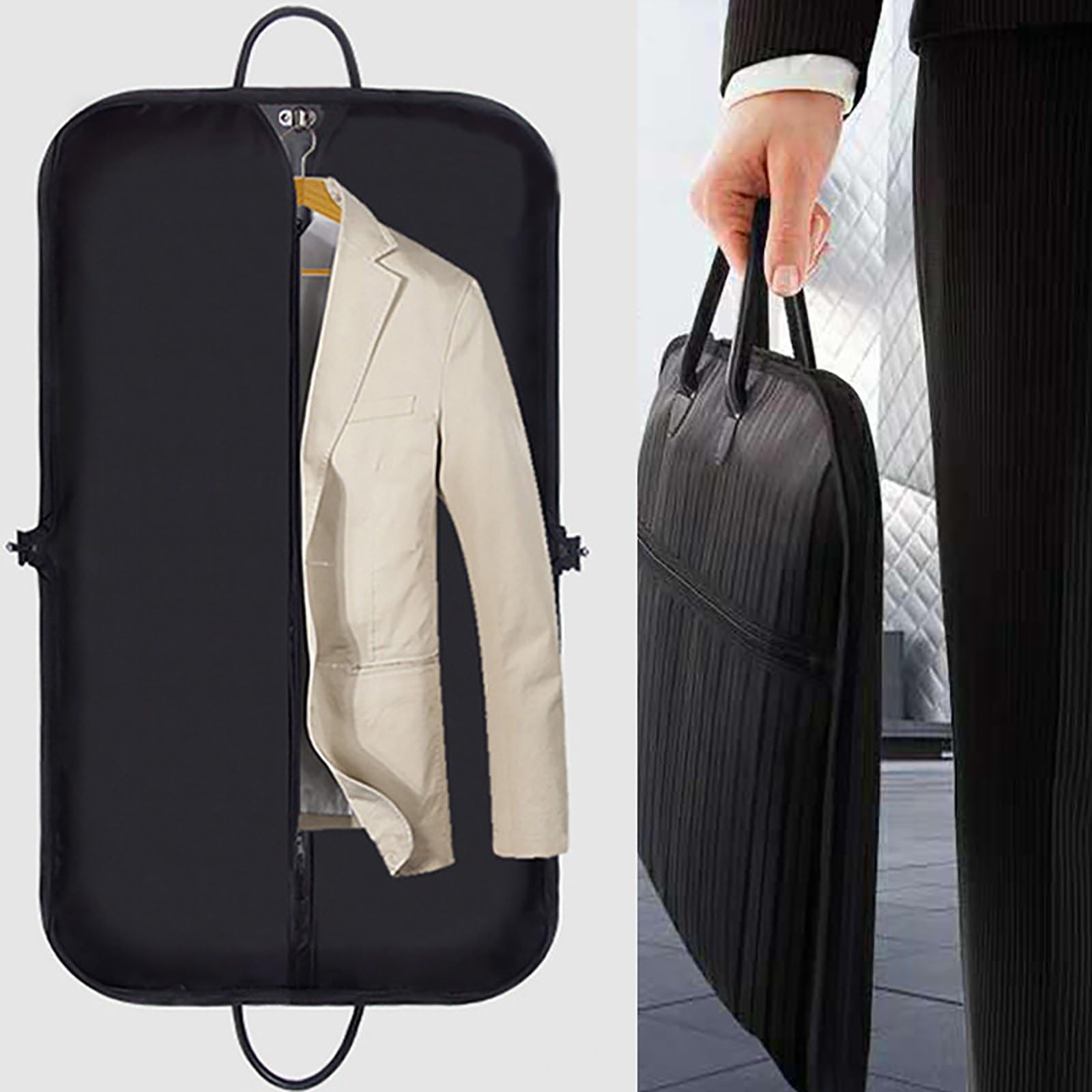 Funda Traje para Viajes de Negocios, Funda Abrigos Impermeable de Tela Oxford, Cremalleras y Gancho en Forma de D