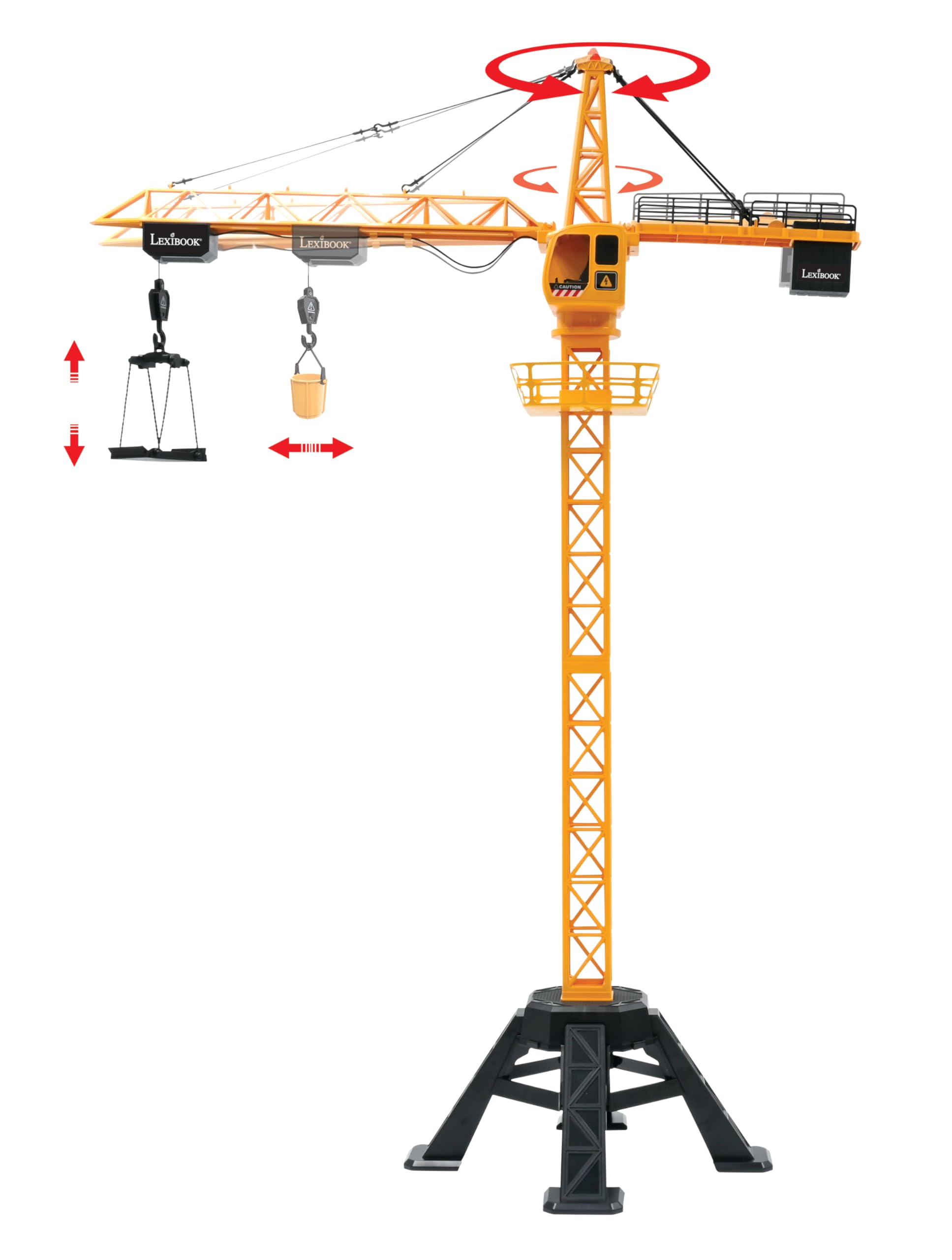 Lexibook, Crosslander® Pro, Gru RC, Gru gigante telecomandata, Altezza 1,28 m, Solleva fino a 500g, Multidirezionale, Effetti sonori e luminosi, Gialla, RCP35