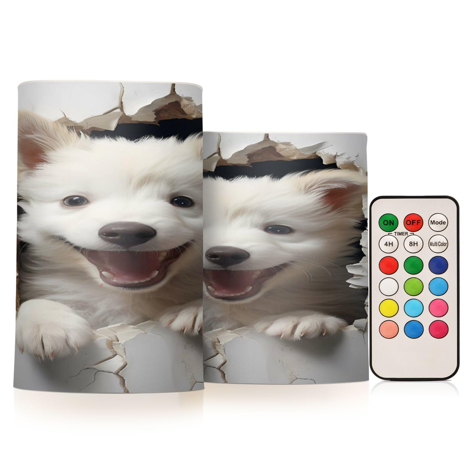 ALAZA Dog (57) Flickering Flameless Candles Battery Operated with Remote Timer,Tea Light Candles LED Pillar Votive Candles Set of 2 for Outdoor Indoor Decorations