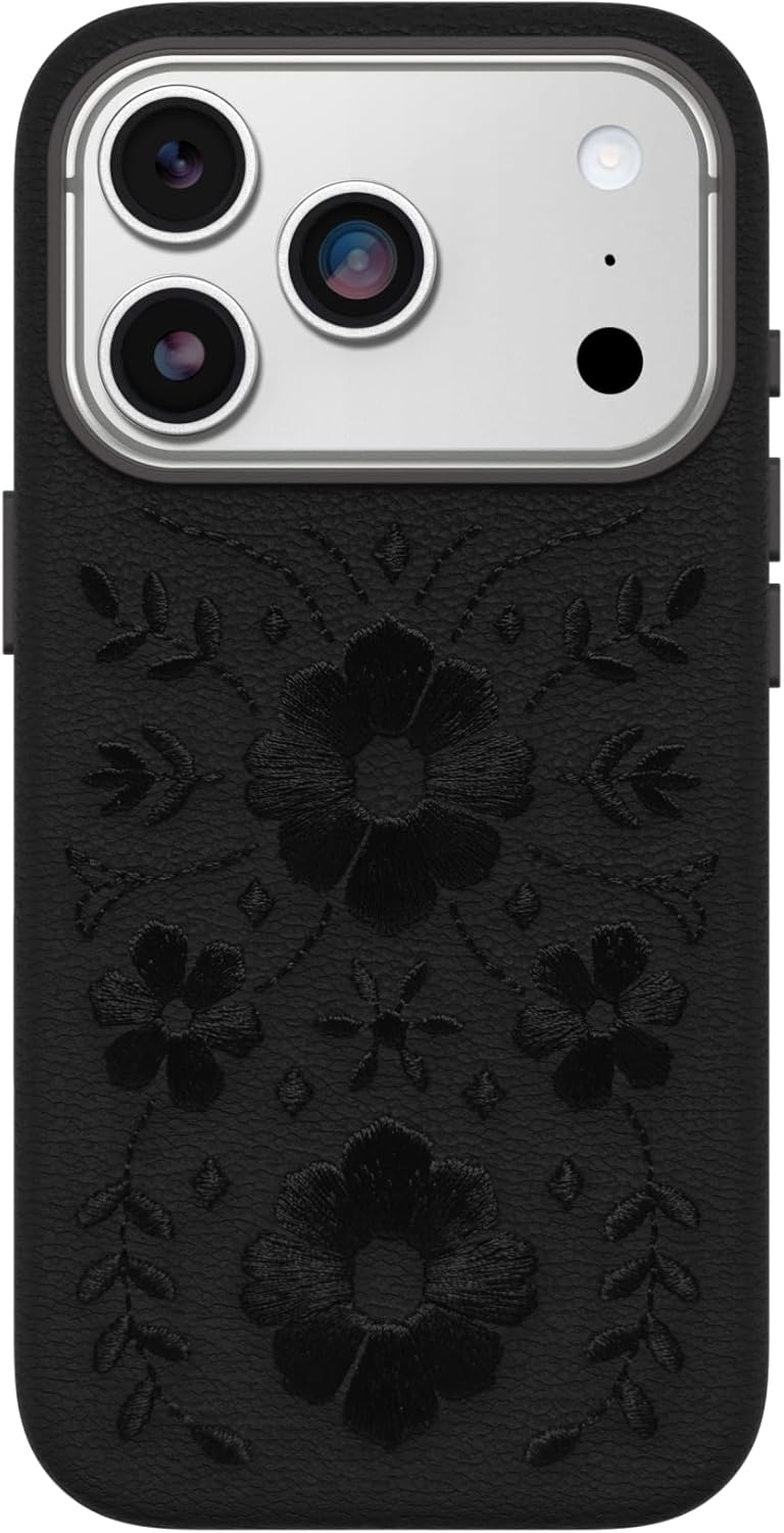 OtterBox iPhone 17 Pro Symmetry Series Cactus Leather Case - Ink Blossom (Black)