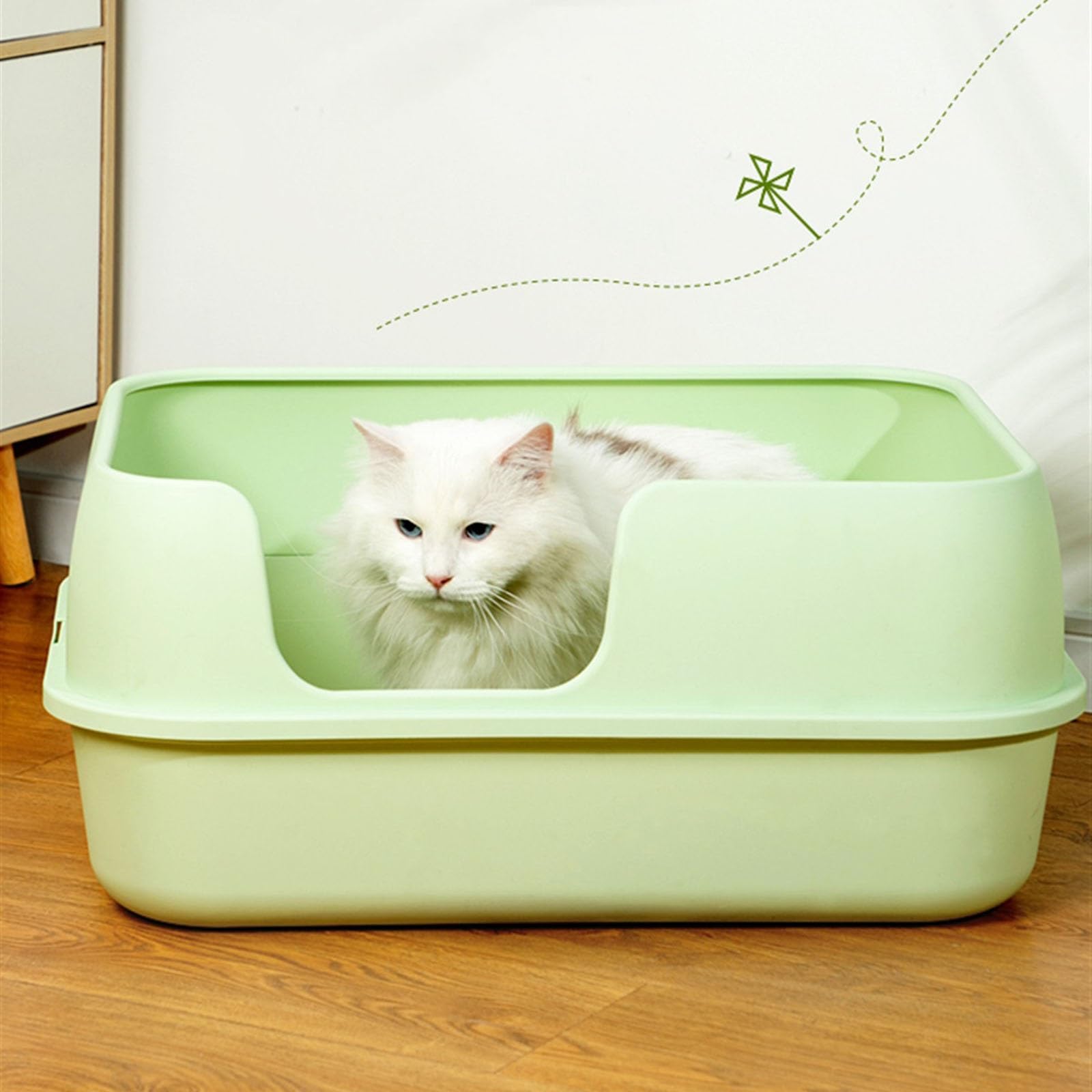 Katzentoilette, halbgeschlossene Katzentoilette, hochseitige Katzentoilette für große Katzen, halbgeschlossenes abnehmbares Katzenreinigungsbecken, Kätzchen-Toilette für Kleintiere/Kaninchen