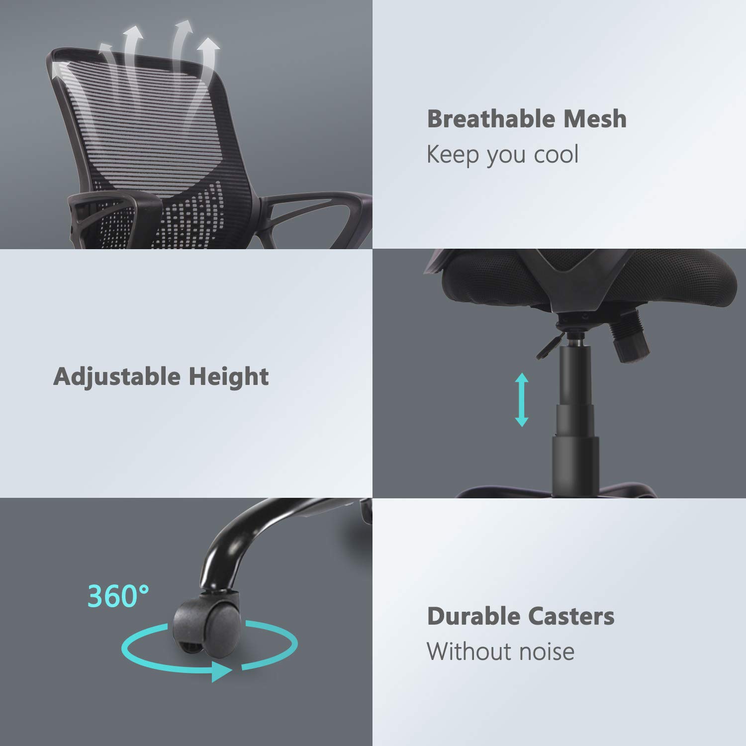 Home Office Chair, Mid Back Desk Chair Ergonomic Computer Chair Executive Rolling Swivel Height